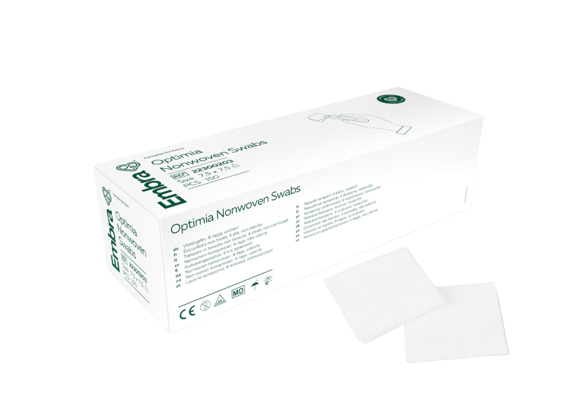 7,5X7,5 CM KOMPRESS NONWOVEN EMBRA 4L 150 ST